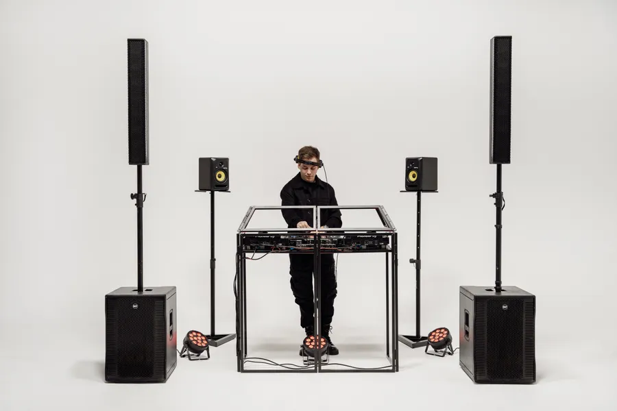 Montaje de sonido Line Array con sub-graves
